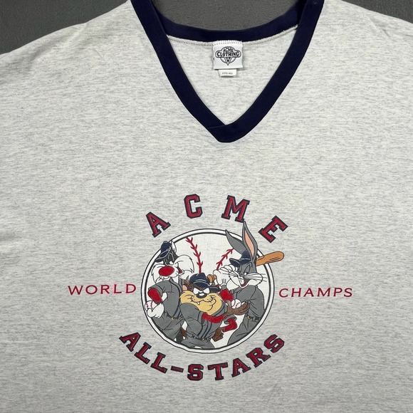 ACME Clothing‎ Looney Tunes All-Stars Baseball T-Shirt V-Neck Fits All - Picture 2 of 7